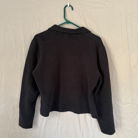 Ann Taylor Loft Womens Black 1/4 Zip Cotton Cropped Large Pull Over Sweater - Picture 4 of 10